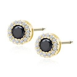 Cercei argint placati cu aur galben cu piatra neagra DiAmanti Z1128EG_B-DIA (Argint 925‰ 1,4 g.)